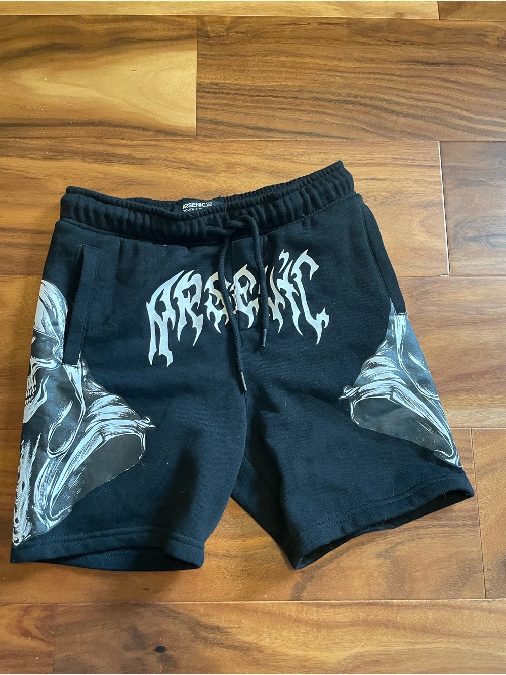 Kids Arsenic Black Graphic Drawstring Shorts